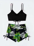 2026 Tie Dye Bikini Drawstring Swimsuit Women High Waist Shorts Swimwear Female Padded Bathing Suit Swimming Beachwear Summer