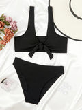 2026 Bowknot Sporty Bikinis Solid Swimwear Female Sexy Swimsuit Women Bathers Bathing Swimming Swim Suit Beachwear