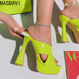 Summer New Style Fashion Waterproof Platform Super High Heel Women's Slippers Outdoor Party Open Toe Sandals High 15cm Size 37