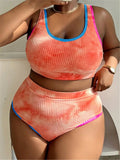 Large Size 3XL Women's Patchwork Swimsuit Sexy Backless High Waist Swimwear Textured Bikini Set Female Beachwear Holiday Biquini