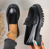 Plus Size 35-43 Black Pu Leather Loafers Women British Style Slip On Platform Shoes Woman Thick Sole Japan School Uniform Shoes