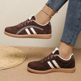 Plus Size 42 Flock Flat Sneakers for Women 2026 Fashion Anti Slip Lace Up Tennis Shoes Woman Platform German Training Shoes