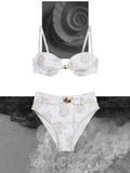 Luxury Underwire Metal Decorated Biquini Women's Swimsuit Fashion Mujer Low Waist Bikini Swimwear Lady Bathing Suit Beachwear
