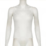 Sexy Spaghetti Strap Tank Tops Fashion Women White Solid Basic Sleeveless Y2K All-Match Crop Top Casual Streetwear Harajuku Tees