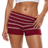 Women Knit Shorts Fold-Over Waist Elastic Comfy Striped Casual Shorts Pants Summer Fall Fashion Bohemian Short Pants