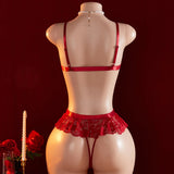 Sexy Crotchless Lingerie Women Lace Hollow Bra Set Erotic Costumes Baby Doll Dress Open Bra Porn Underwear Liberty Bodysuits