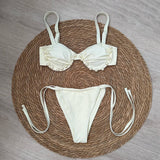 Micro Push Up Bikini 2024 Women Swimsuit Sexy Swimwear Thong Bikinis Set Brazilian Beachwear Pearl Bathing Suit Biquini Female