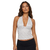 Women's Summer Halter Neck Tops Fashionable Striped Sleeveless Open Back Slim Fit Vest for Party Daily Wear
