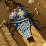 DEKA Tie-Up Bikini Set Bathing Suit Beachwear Women Sexy Swimsuits Halter Swimwear Padded Bra Thong Bottoms Female Bikin