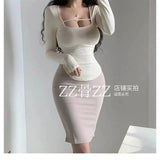 WOMENGAGA Mid Length Skirt For Elegance Apricot Slim Mini Dress Sweet Sexy Korean Women 2023 Skirts High Waist Fashion HGR0