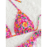 S - XL Floral Flower Printed Halter Bikini Women Swimwear Female Swimsuit Bather Bathing Suit Swim Two-pieces Bikini set K8104