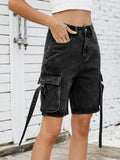 Women Cargo Denim Shorts Casual Summer Loose Solid Colors Jean Short Pants for Vacation Beach Club Streetwear