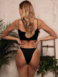 Bikini 2026 Sexy Chain Strap Solid Swimwear Swimsuit Women Bikini Set Bathing Suit Beach Bikini Female White/Black Bikinis Mujer