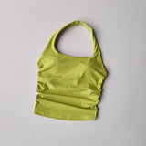 Women's Yoga Sports Vest Threaded Temperament Hanging Neck Exposed Back Suspender One-Piece Chest Cushion Fitness Top