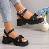 Fashion Mixed Color Platform Sandals Women Ankle Buckle Thick Sole Rome Sandals Woman Summer Open Toe Cross Band Sandalias Mujer