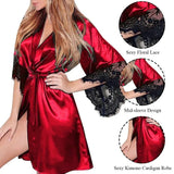 Women's Robe Lightweight Lace Trim Dressing Gown Casual Loose Nightwear Daily Home Sleepwear Red Black White Purple Champagne