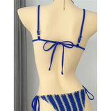 2026 New Striped Bikini Women Swimwear Female Swimsuit High Cut Leg Padded Bather Bathing Suit Swim Two-pieces Bikini set K8071