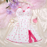 V-neck Luxury Pajama Set With Thong Women Nightgown For Sleeping Hot Femme Sleepwear Summer Sleeveless Sleep Dress Holiday Gifts