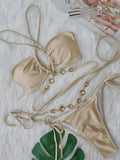 Wrap Around Halter Rhinestones Diamond Bikini Women Swimsuit Female Swimwear Two-pieces Bikini Set Bathing Suit Swim Beach Wear