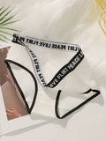 Women's High Waist Panties  Letter Elastic Waistband Soft Ribbed Fabric Comfortable Briefs for Daily Wear women bra K2809