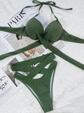 5 Colors Sexy Bikini Women Push Up High Waist Swimwear Swimsuit Cross Straps Halter Bikinis Set Bathing Suit Beach Bikini Female