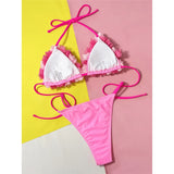Sexy 3D Flowers Halter High Leg Cut Bikini Women Swimwear Female Swimsuit Two-Pieces Bikini Set Bather Bathing Suit Swim V5386