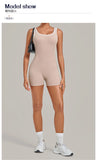 Color Blocking Brushed Yoga Jumpsuit Women Hollow Out Backless Tight Sport One Piece Suit Gym Running Exercise Fitness Bodysuits