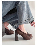 Spring Autumn Platform Mary Jane Shoes Women Thick High Heels Shoes Vintage Slip on Butterfly-knot Pumps 2026 New