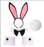 Easter Bunny Girl Cosplay 3-Piece Prop Set - Satin Headband Fluffy Rabbit Tail for Halloween Christmas