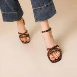 2025 Hot Sale Women's Shoes Open Toe Women's Sandals Fashion Leopard Print Office and Career New Plus Size Heeled Sandalszapatos
