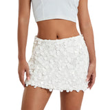 Women's Solid Color Sparkle Sequin Skirt Glitter Mini Skirt Belly Dance Short Skirt Clubwear Festival Costume