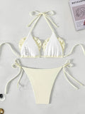 XS - L Halter 3D Flower Bikini Women Swimwear Female Swimsuit Two-pieces Bikini Set High Cut Bather Bathing Suit Swim Beachwear
