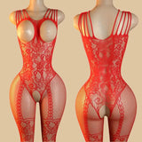 Transparent Fishnet Lingerie Women Crotchless Bodysuits Sexy Open Crotch Pantyhose Teddy Jumpsuits Erotic Full Body Stockings