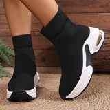 2025 Thick Bottom Knitted Ankle Boots Women Comfort Breathable Platform Sock Shoes Woman Plus Size Wedges Short Booties Mujer