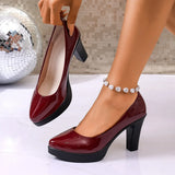 High Heels Shoes Women White Wedding Shoes Thick High Heels Fashion Party Pumps Footwear Black Red Big Size