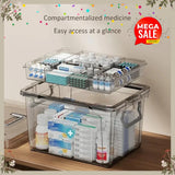 Home Multi-Layer Medicine Organizer Transparent Large Capacity Storage Box with Tray Waterproof Plastic Storage Container