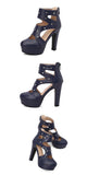 NASBAVI Summer Fashion Women Sandals Round Toe Chunky Heels 12cm Platform 3.5cm Zipper Crystal Plus Size 48 49 50 Party Shoes