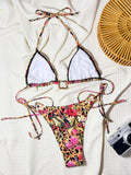 Sexy Red Leopard Print Bikini Set 2025 Women Metal Rectangle Desginer Thong Swimsuit Beach Bathing Suit Push Up Micro Swimwear
