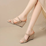 Summer Square Toe Sexy Comfortable Non-slip Wedge Sandals Fashion New  Casual Sandals for Women