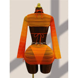 4PCS With Cover Up Skirt Gradient Bikini Women Swimwear Female Swimsuit Four-pieces Bikini set Bather Bathing Suit Swim V8303