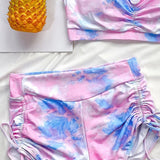 Tie Dye Lace Up Shorts Female Swimsuit High Waist Bikini Women Swimwear Two-pieces Bikini Set Yoga Bather Bathing Suit Swim Lady