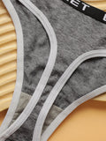 3-piece set of multi-color solid color letter with thong seamless interior antibacterial easy to wash and dry underwear C812