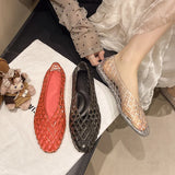 Women Crystal Jelly Shoes Girls Fashion Summer Flats Sandals V-mouth Slip-on Style Soft Sole Girls Daily Walking Driving Flats