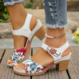 Women's Peep Toe Hihg Heel Sandals 2026 Gladiator Shoes Chunky Heel Platform Women's Sandals Flower Ladies Heeled Shoes
