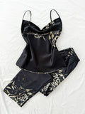 Small Cherry Print Pajamas Set Spring Summer Halter Pants Two Piece Thin Home Wear Women