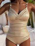 Solid Color Women's One Piece Suit Swimwear Strappy Bathing Suits Skirt Cover Up Beachwear Back Hollow Out Swimsuit Holiday Look