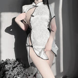 China Cheongsam Anime Sexy Lingerie Women Qipao Dress Costumes Cosplay Role Play Charming Side Open Design Porno Outfits