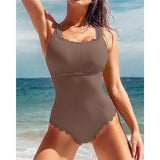 S - XXL 11 Colors Ribbed Frilled Women Swimwear One Piece Swimsuit Female Backless High Leg Cut Bather Bathing Suit Swim K7097