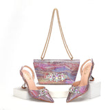 Doershow  beautiful High Quality African Style Ladies Shoes And Bags Set Latest gold Italian Shoes And Bag Set For Party HMA1-4