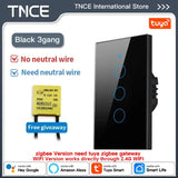 TNCE Tuya US Switch WIFI or Zigbee need/No Neutral Wire Require 1/2/3/4 Gang Smart Touch controller Voice With Alexa Google Home